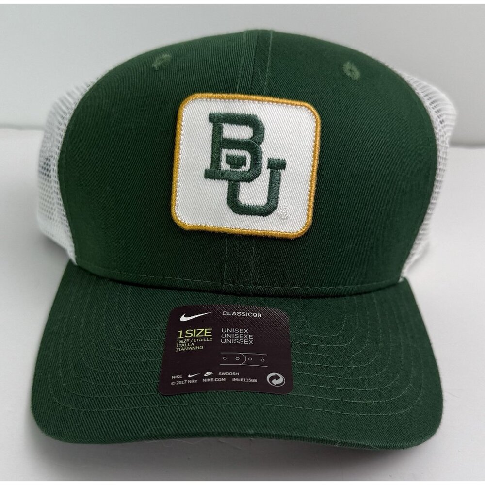 Nike Classic 99 Baylor‎ Embroidered Gorge Green Trucker Snapback Hat Cap -NEW-